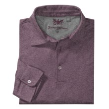 Hickey Freeman Cross Dye Jacquard Polo Shirt - Long Sleeve (For Men) in Plum - Closeouts