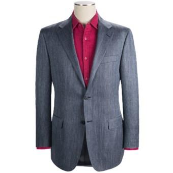 Hickey Freeman Herringbone Sport Coat - Wool-Silk-Linen (For Men) in Med Blue