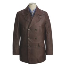 Hickey Freeman Lambskin Pea Coat - Raw Edge (For Men) in Mahogany - Closeouts