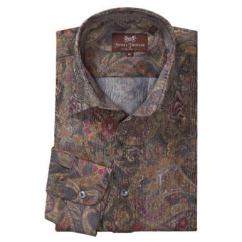 Hickey Freeman Paisley Sport Shirt - French Front, Long Sleeve (For Men) in Harvest