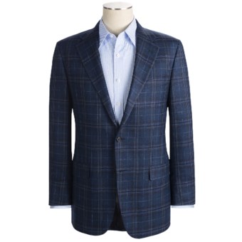 Hickey Freeman Windowpane Sport Coat - Wool-Silk-Linen (For Men) in Navy