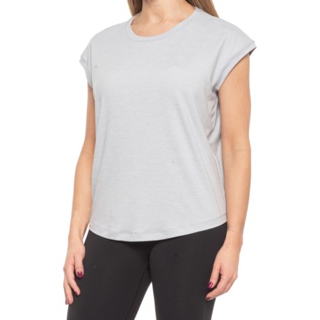 Yogalicious High-Low Hem Shirt - Short Sleeve (For Women) - HEATHER GREY (XL )