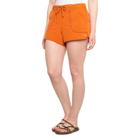 American Outdoors High-Rise Stretch Trail Shorts (For Women) - RUST (L )