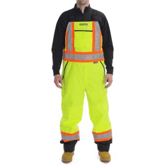 High Visibility Bib Pants with Removable Insulated Liner (For Men) in Fluorescent Lime