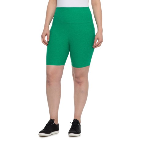 Beyond Yoga High-Waisted Bike Shorts (For Women) - GREEN GRASS HEATHER (XS )