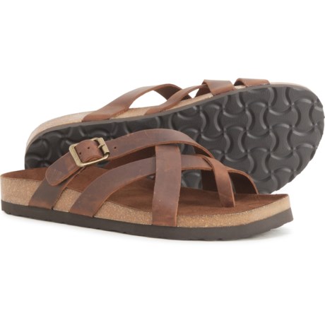 White Mountain Hobo X-Strap Sandals - Leather (For Women) - Brown (7 )