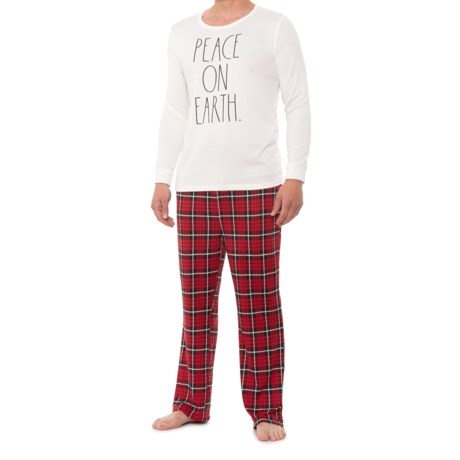 Rae Dunn Holiday Family Pajamas - Long Sleeve (For Men) - WHITE/RED (M )