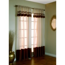 Home Studio Satin Banded Curtains - Attached Valance, 84", Pole-Top in Brown - Closeouts
