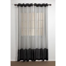 Home Studio Two-Tone Banded Curtains - 84", Crushed Voile, Grommet Top in Black/Grey - Closeouts