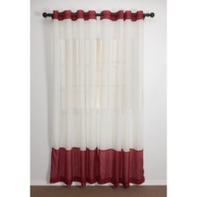 Home Studio Two-Tone Banded Curtains - 84", Crushed Voile, Grommet Top in Sienna/Ivory - Closeouts
