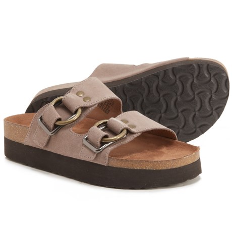 White Mountain Honesty Platform Footbeds Sandals - Leather (For Women) - LIGHT TAUPE SUEDE (7 )
