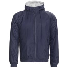 Hooded Windbreaker Jacket - Jersey Knit Lining (For Men) in Navy - 2nds