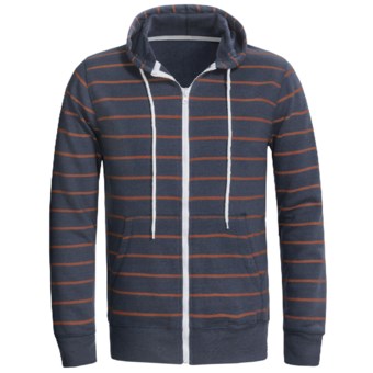 Horizontal Stripe Hoodie Sweatshirt (For Men) in Dark Slate Blue/Orange Stripe