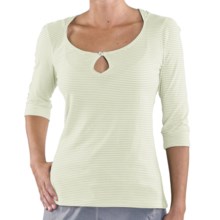 Horny Toad Micha Shirt - Organic Cotton-Modal, Button Keyhole, 3/4 Sleeve (For Women) in Pear/White Stripe - Closeouts