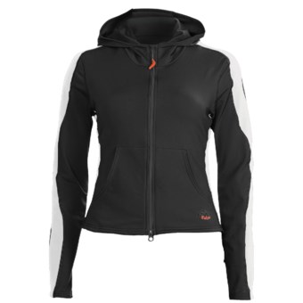 Hot Chillys Micro-Elite Hoodie Sweatshirt - Full Zip, Heavyweight, Base Layer (For Women) in Black/White