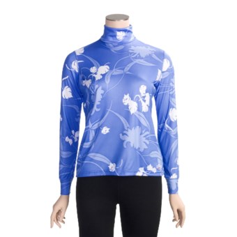 Hot Chillys Peachskins Print Turtleneck - Midweight Base Layer, Long Sleeve (For Women) in Divinity