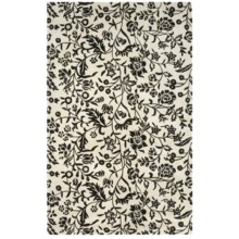 HRI Damask Collection Area Rug - Hand-Tufted Wool, 5x8’ in Ivory/Black - Closeouts