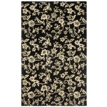 HRI Damask Collection Area Rug - Hand-Tufted Wool, 8x11’ in Black/Ivory - Closeouts