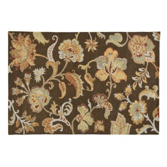 HRI Floral Area Rug - 5x8', Wool in Café