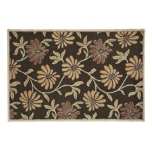 HRI Floral Area Rug - 5x8', Wool in Daisy Brown - Closeouts