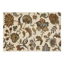 HRI Floral Area Rug - 5x8', Wool in Ivory - Closeouts