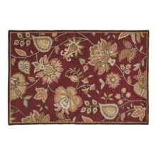 HRI Floral Area Rug - 5x8', Wool in Red - Closeouts