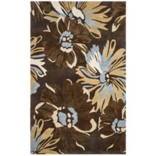 HRI Inspired Collection Area Rug - Hand-Tufted Wool, 5x8’ in Brown Floral - Overstock