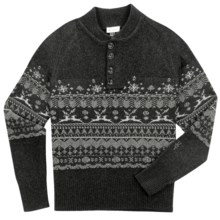 Ibex Fair Isle Sweater - Lambswool-Cashmere (For Men) in Ebony Heather - Closeouts