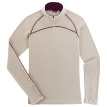 Ibex Zepher Sport Base Layer Top - Merino Wool, Zip Neck, Midweight Long Sleeve (For Women) in Milk/Vino Rojo - Closeouts