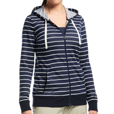 Icebreaker Allure Stripe Zip Hoodie UPF 20 Merino Wool For Women