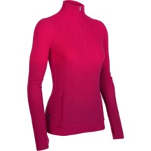 Icebreaker Aurora Sweater - Merino Wool, Zip Neck (For Women) in Cherub/Ruby - Closeouts