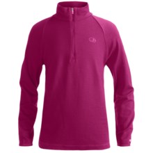 Icebreaker Bodyfit 260 Tech Base Layer Top - UPF 39+, Merino Wool, Zip Neck, Long Sleeve (For Kids) in Cerise - Closeouts