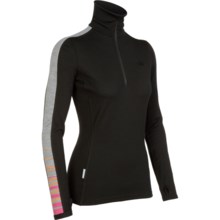Icebreaker Bodyfit 260 Vertex Base Layer Top - Merino Wool, Zip Neck, Long Sleeve (For Women) in Black/Cherub - Closeouts