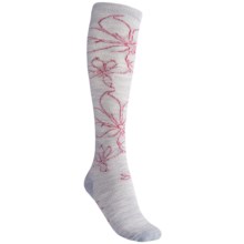Icebreaker City Ultralite Socks - Merino Wool, Over-the-Calf (For Women) in Light Grey Heather/Cranberry - 2nds