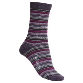 Icebreaker City Ultralite Stripe Tease Socks - Merino Wool, 3/4 Crew (For Women) in Silk/Java/Cranberry