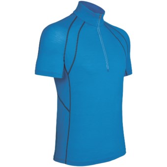 Icebreaker GT 150 Run Quest Shirt - Merino Wool, Zip Neck, Short Sleeve (For Men) in Force