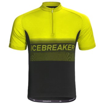 Icebreaker GT Bike Team Cycling Jersey - Merino Wool, Zip Neck, Short Sleeve (For Men) in Monsoon