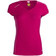 Icebreaker GT Run Rush T-Shirt - Merino Wool, V-Neck, Short Sleeve (For Women) in Cerise - Closeouts