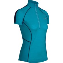 Icebreaker GT150 Quest Shirt - Merino Wool, Zip Neck, Short Sleeve (For Women) in Gulf - Closeouts