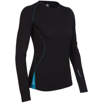 Icebreaker GT200 Pace Base Layer Top - Merino Wool, Crew Neck, Long Sleeve (For Women) in Black/Gulf Stitch