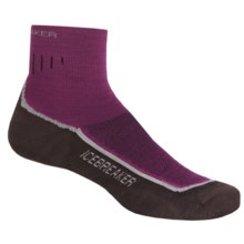 Icebreaker Hike Lite Mini Socks - Merino Wool, Quarter-Crew (For Women) in Cranberry/Silver/Java - 2nds