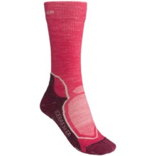 Icebreaker Hike Socks - Merino Wool, Mid Crew (For Women) in Bright Pink/Purple Heather - 2nds
