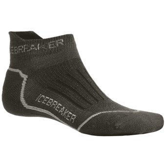 Icebreaker Run Lite Micro Socks - Merino Wool, Below-the-Ankle (For Men) in Oil/Silver/Oil