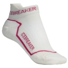 Icebreaker Run Lite Micro Socks - Merino Wool, Below-the-Ankle (For Women) in White/Lobster/White - 2nds
