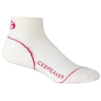 Icebreaker Run Lite Mini Socks - Merino Wool, Quarter-Crew (For Women) in White/Lobster/White