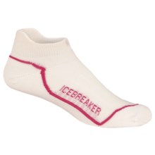 Icebreaker Run Ultralite Micro Socks - Merino Wool, Below-the-Ankle (For Women) in White/Lobster/White - 2nds