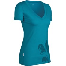 Icebreaker SF150 Tech Toi Toi Shirt - Merino Wool, V-Neck, Short Sleeve (For Women) in Gulf - Closeouts