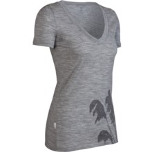 Icebreaker SF150 Tech Toi Toi Shirt - Merino Wool, V-Neck, Short Sleeve (For Women) in Metro - Closeouts