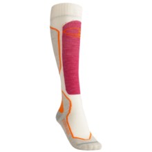 Icebreaker Ski + Mid Socks - Merino Wool, Over-the-Calf (For Women) in Bone/Bright Pink/Light Grey Heather - 2nds