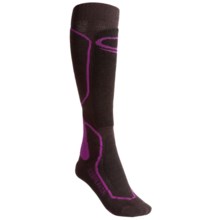 Icebreaker Ski + Mid Socks - Merino Wool, Over-the-Calf (For Women) in Java/Black/Cranberry - 2nds